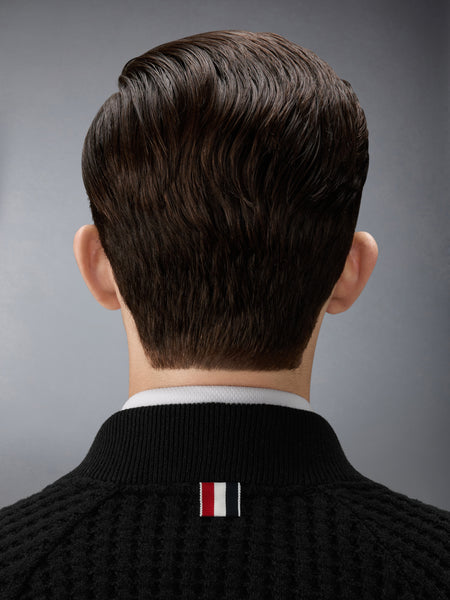 ウール ワッフル ラグラン 4-BAR ボンバー ジャケット 黒