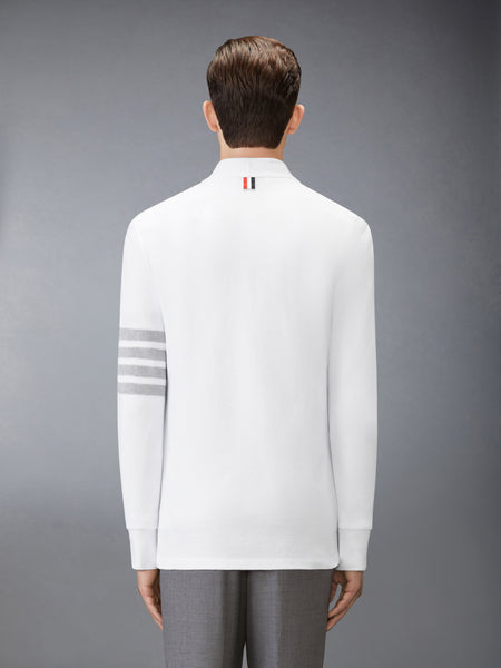 TEXTURED PIQUE 4-BAR CARDIGAN WHITE