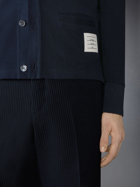 TEXTURED PIQUE 4-BAR CARDIGAN NAVY