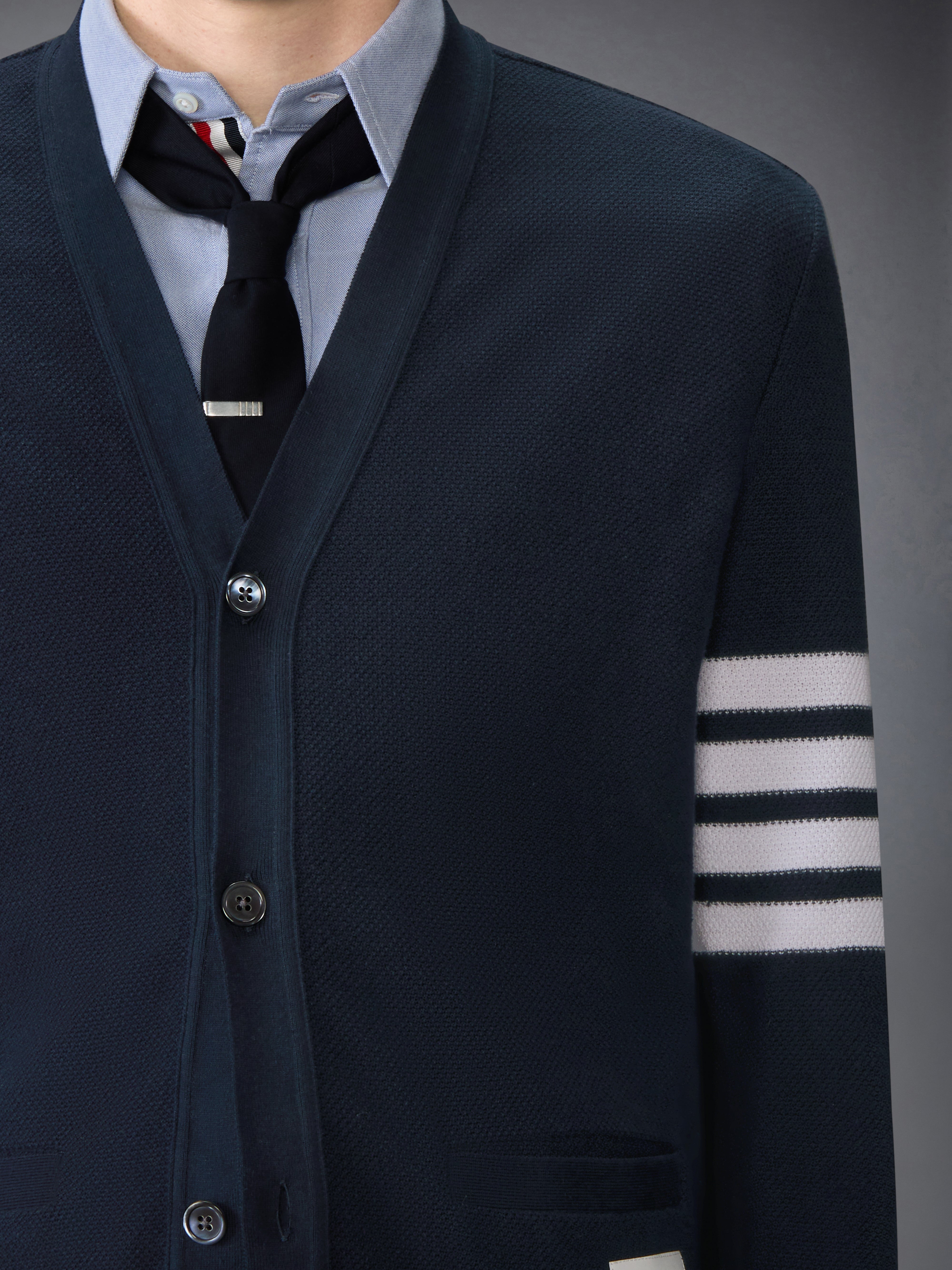 Textured Pique 4-Bar Cardigan | Thom Browne