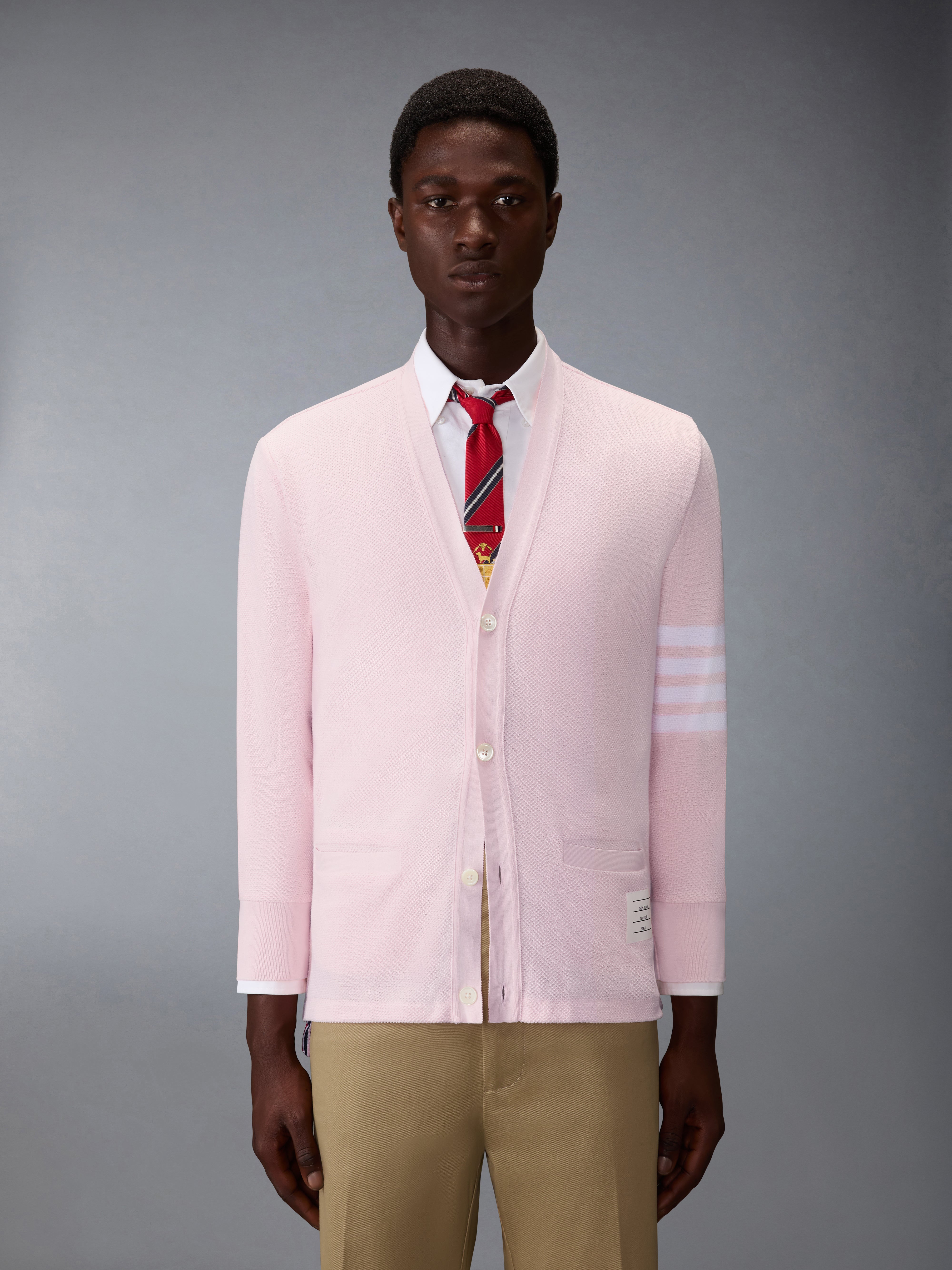 Textured Pique 4-Bar Cardigan | Thom Browne