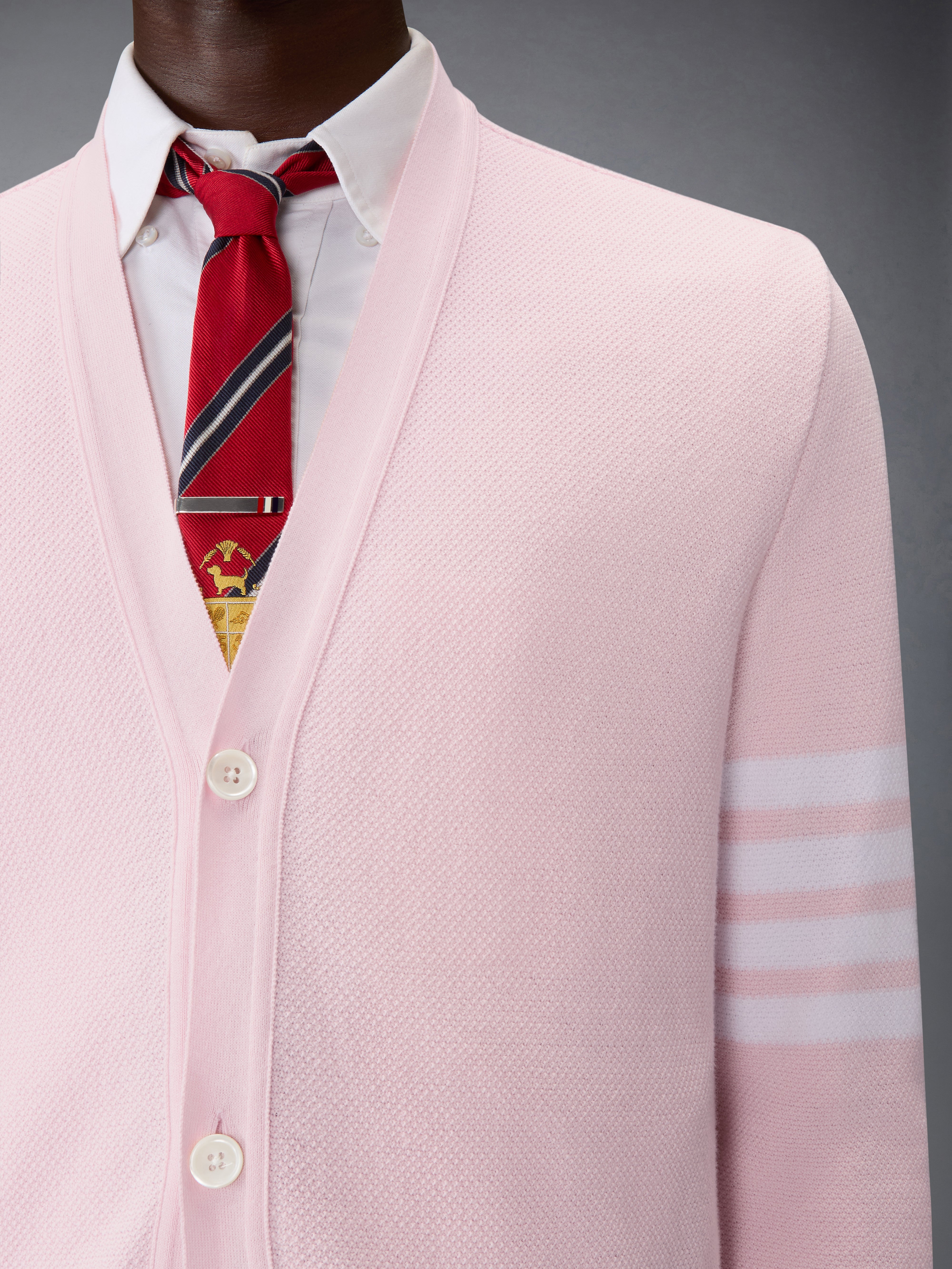 テクスチャード ピケ 4-BAR カーディガン | Thom Browne