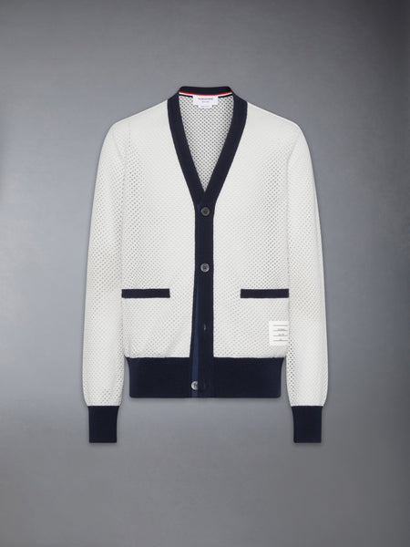 MESH CASHMERE CARDIGAN WHITE