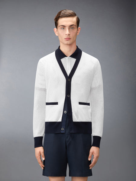 MESH CASHMERE CARDIGAN WHITE