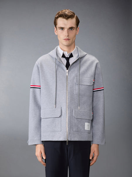 DOUBLE FACE TECH TWILL OVERSIZED ARMBAND PARKA PALE GREY