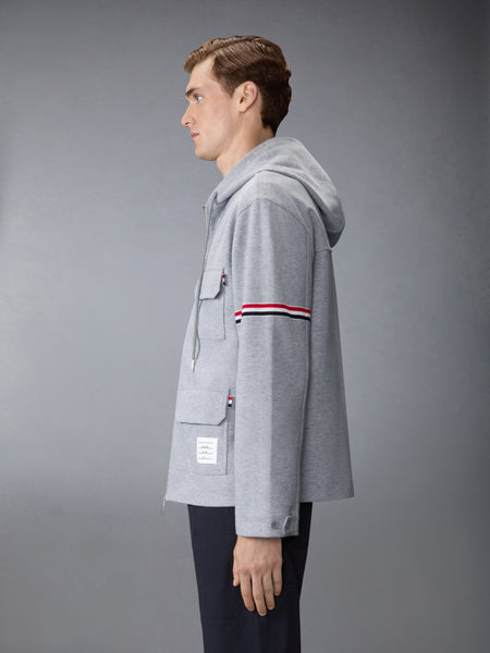 DOUBLE FACE TECH TWILL OVERSIZED ARMBAND PARKA PALE GREY