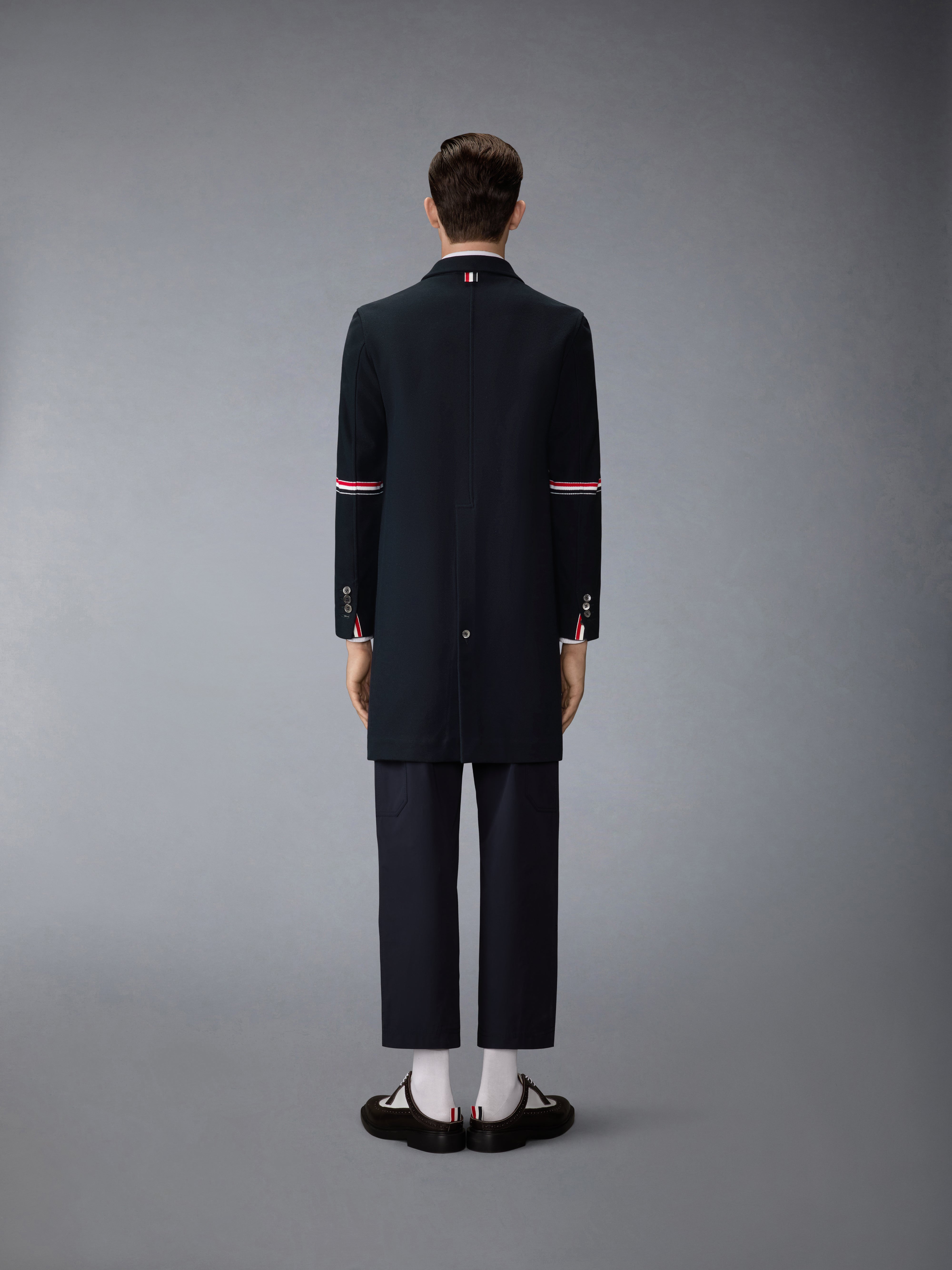 ダブルフェイス テック ツイル 4-BAR サック オーバーコート | Thom Browne