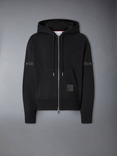 LOOPBACK JERSEY ARMBAND RELAXED ZIP UP HOODIE BLACK