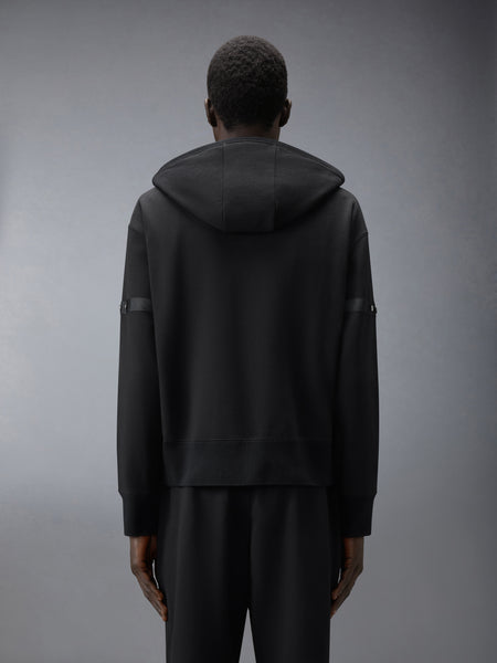 LOOPBACK JERSEY ARMBAND RELAXED ZIP UP HOODIE BLACK