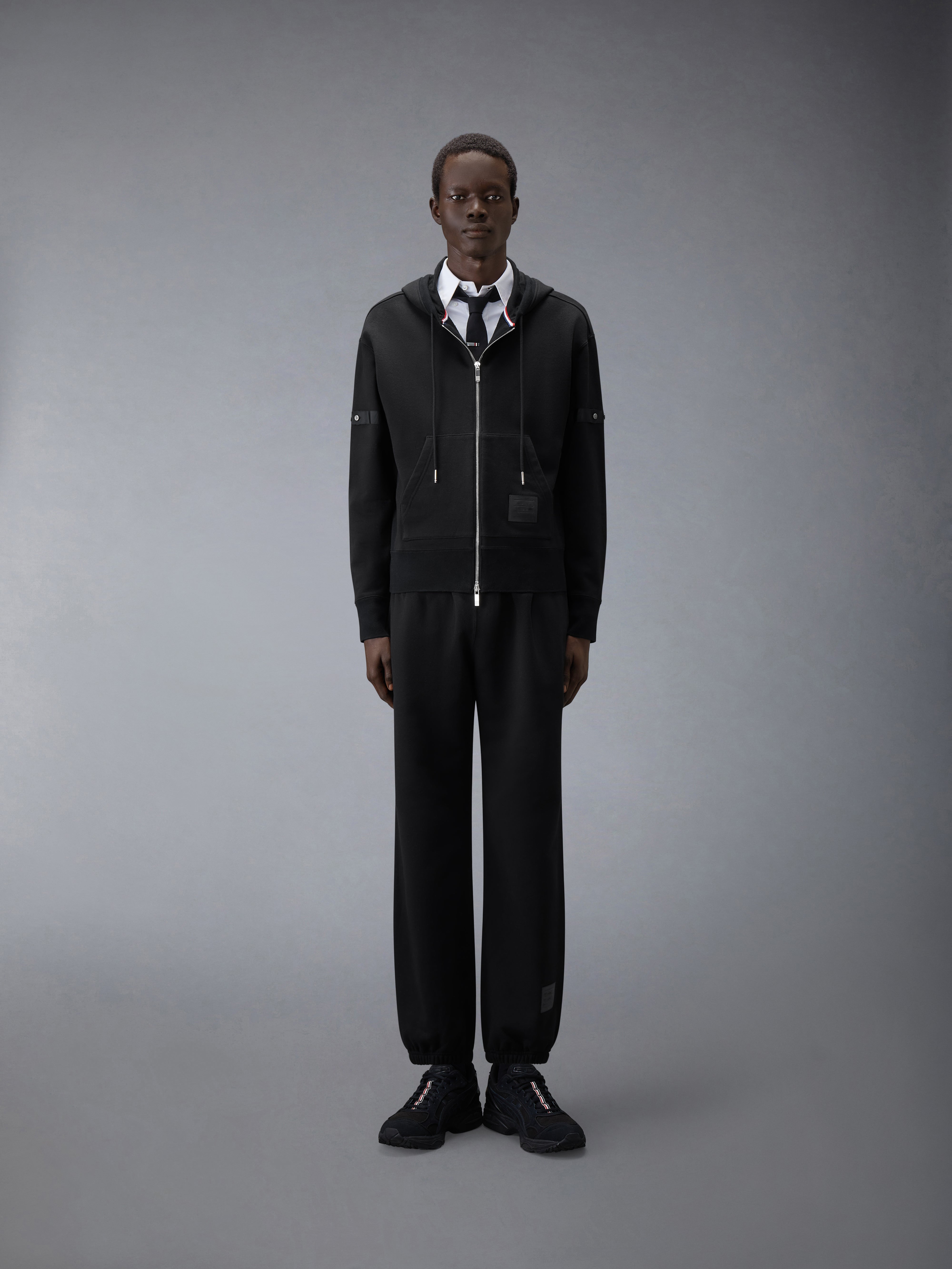 Loopback Jersey Armband Relaxed Zip Up Hoodie | Thom Browne