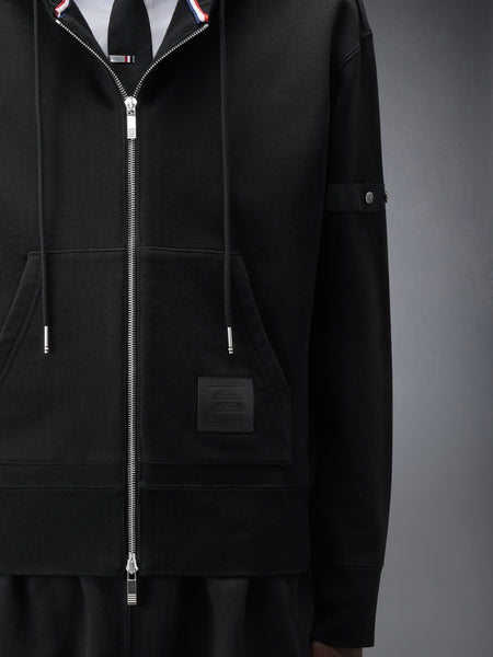 LOOPBACK JERSEY ARMBAND RELAXED ZIP UP HOODIE BLACK