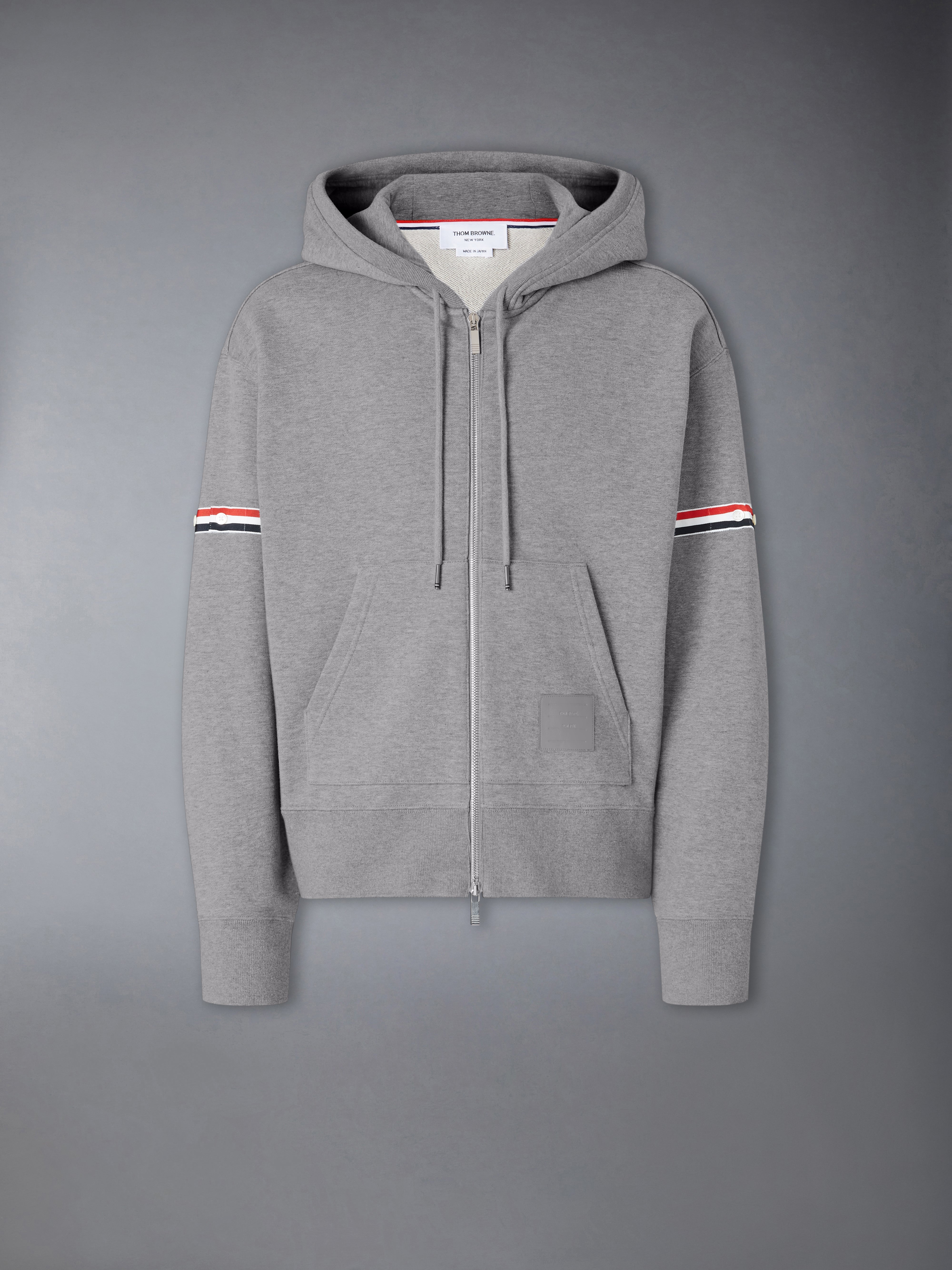 Loopback Jersey Armband Relaxed Zip Up Hoodie | Thom Browne