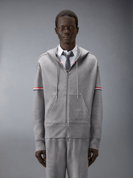 LOOPBACK JERSEY ARMBAND RELAXED ZIP UP HOODIE LT GREY