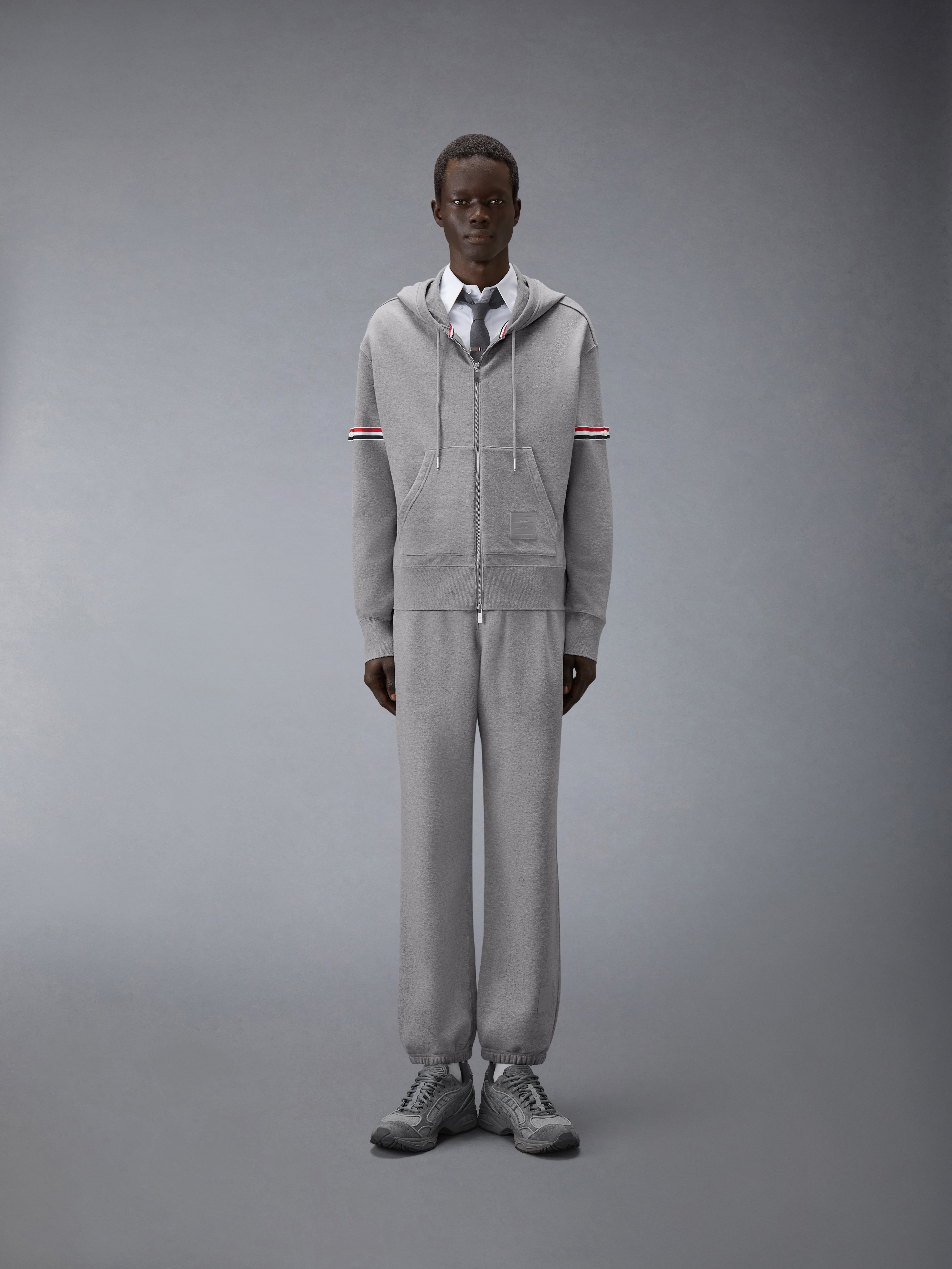 Loopback Jersey Armband Relaxed Zip Up Hoodie | Thom Browne