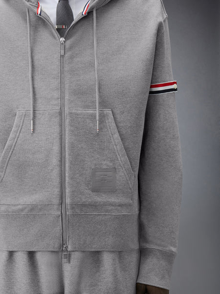 LOOPBACK JERSEY ARMBAND RELAXED ZIP UP HOODIE LT GREY