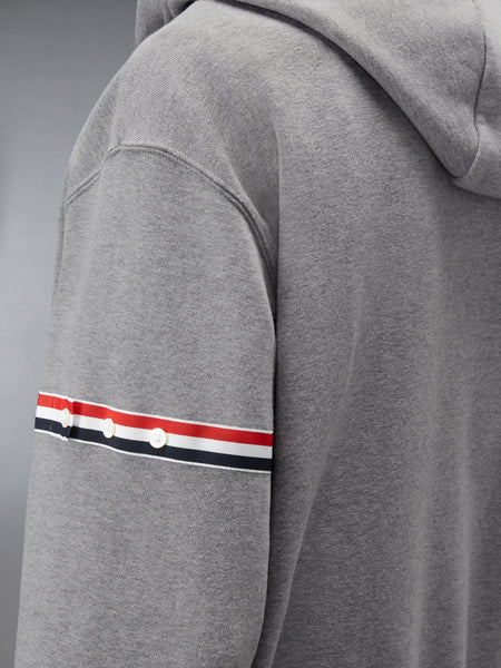 LOOPBACK JERSEY ARMBAND RELAXED ZIP UP HOODIE LT GREY