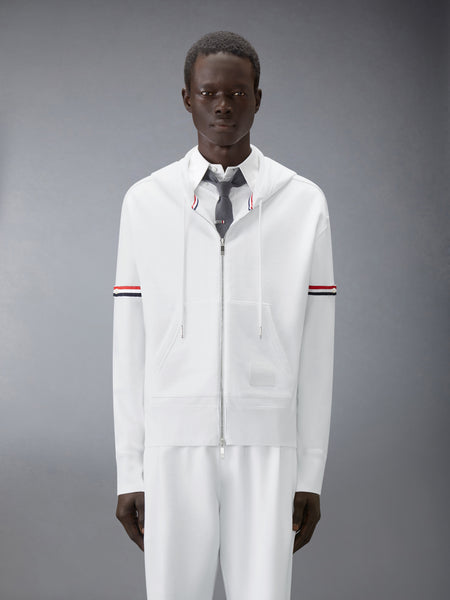 LOOPBACK JERSEY ARMBAND RELAXED ZIP UP HOODIE WHITE