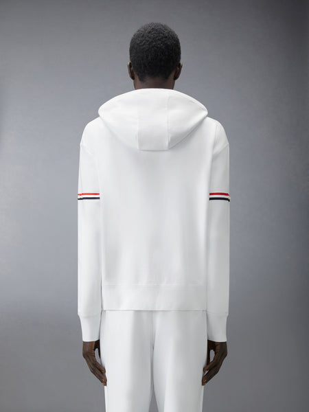 LOOPBACK JERSEY ARMBAND RELAXED ZIP UP HOODIE WHITE