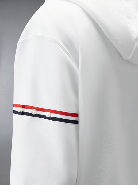 LOOPBACK JERSEY ARMBAND RELAXED ZIP UP HOODIE WHITE