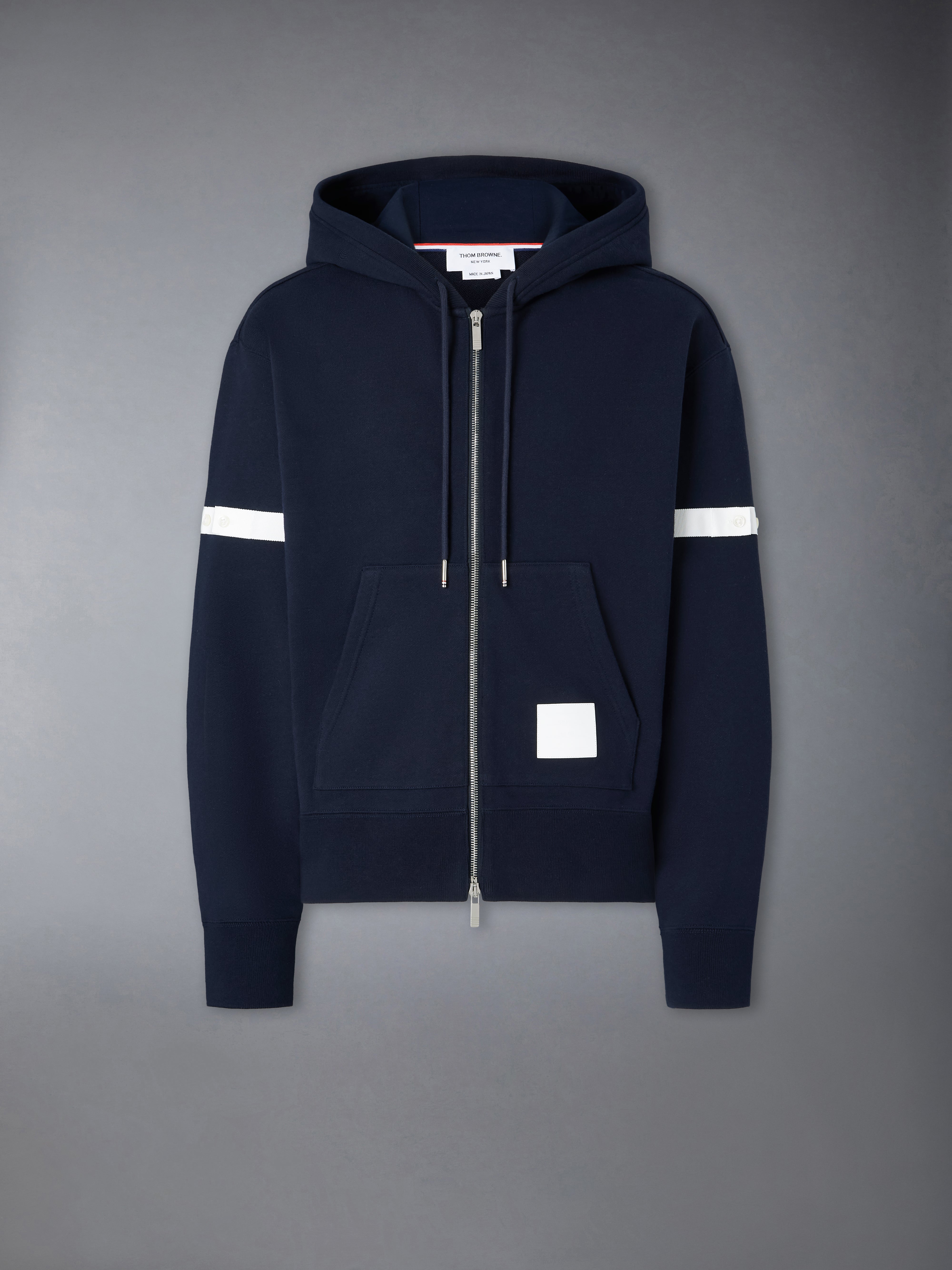 Loopback Jersey 4-Bar Zip Up Hoodie | Thom Browne Loopback Jersey 4-Bar Zip Up Hoodie | Thom Browne