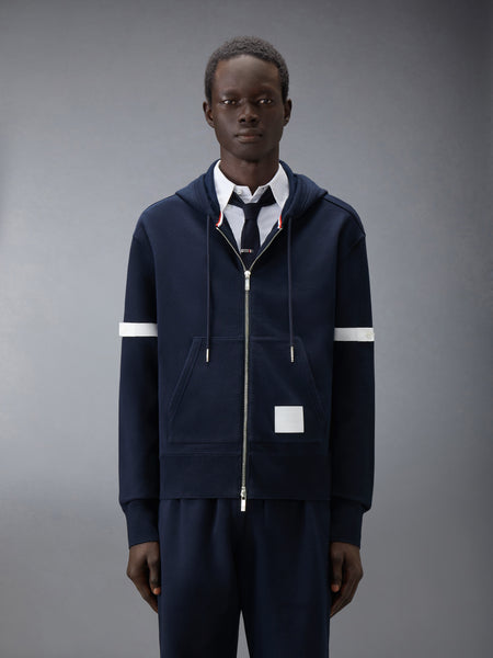 LOOPBACK JERSEY ARMBAND RELAXED ZIP UP HOODIE NAVY