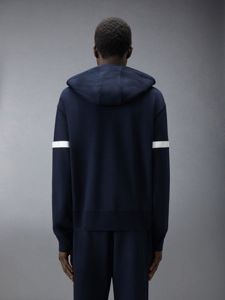 LOOPBACK JERSEY ARMBAND RELAXED ZIP UP HOODIE NAVY