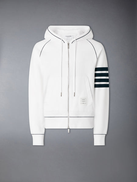LOOPBACK 4-BAR ZIP UP HOODIE WHITE /NAVY