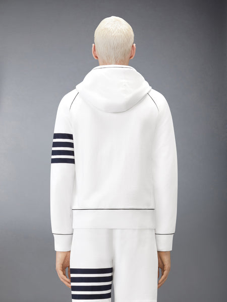 LOOPBACK 4-BAR ZIP UP HOODIE WHITE /NAVY