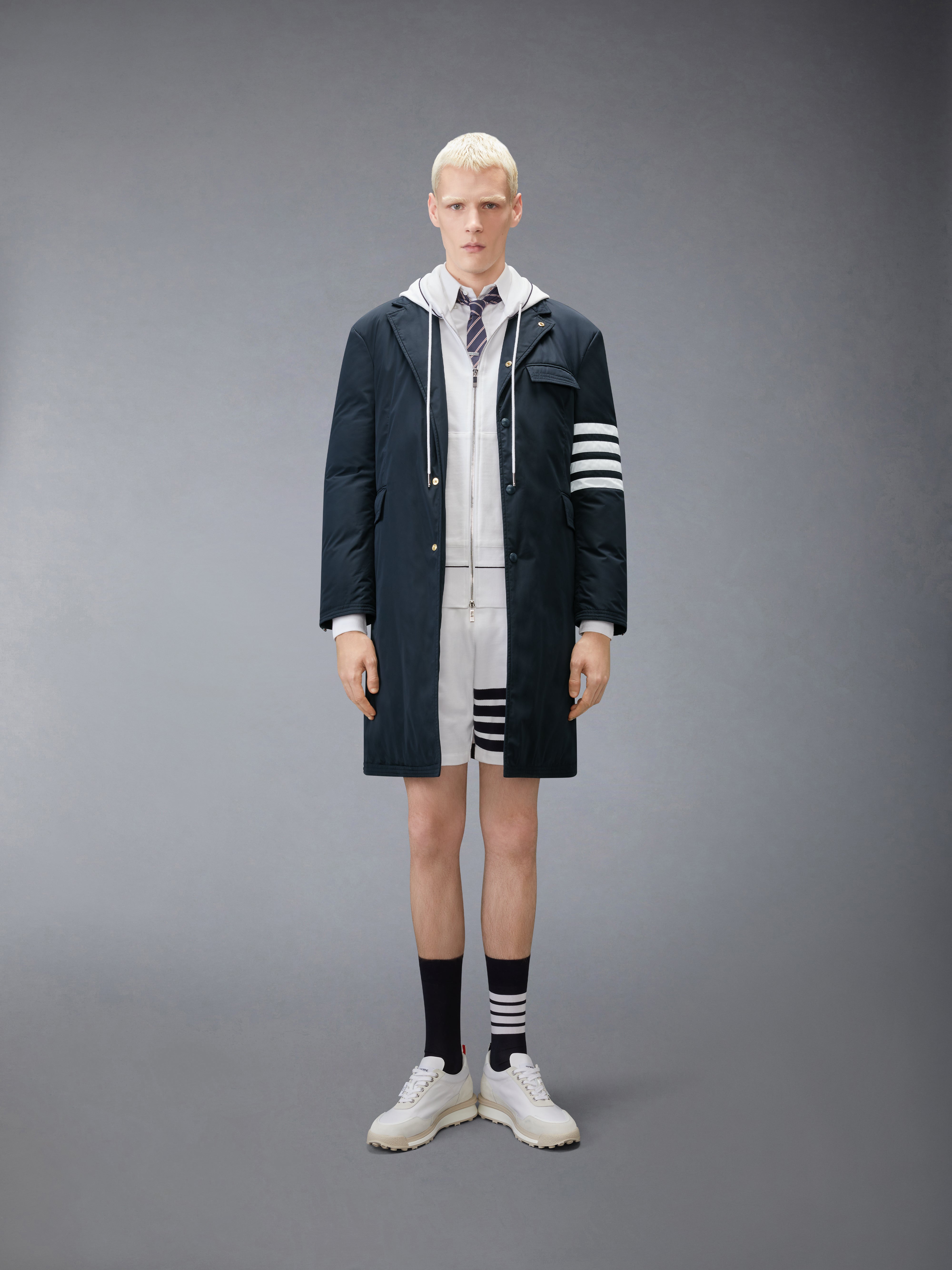 Loopback 4-Bar Zip Up Hoodie | Thom Browne