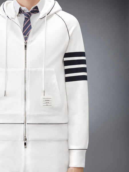 LOOPBACK 4-BAR ZIP UP HOODIE WHITE /NAVY