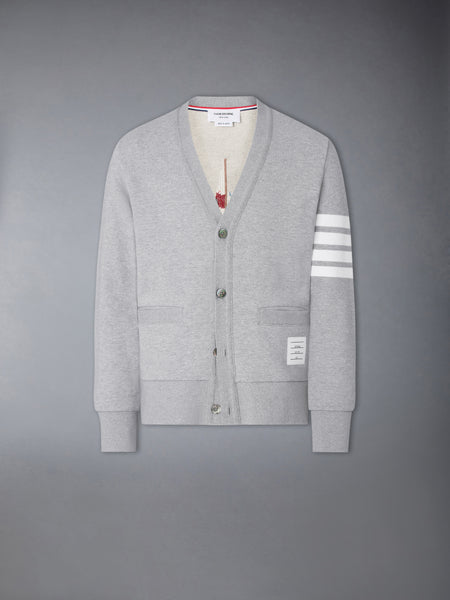 LOOPBACK 4-BAR BOAT EMBROIDERY CARDIGAN LT GREY