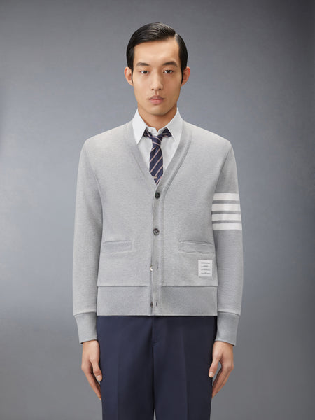 LOOPBACK 4-BAR BOAT EMBROIDERY CARDIGAN LT GREY