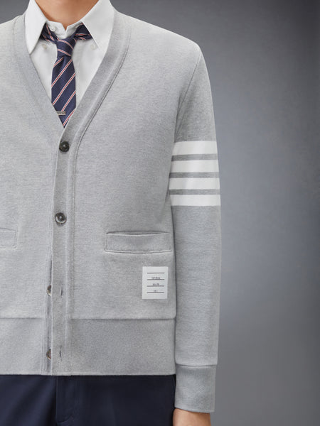 LOOPBACK 4-BAR BOAT EMBROIDERY CARDIGAN LT GREY