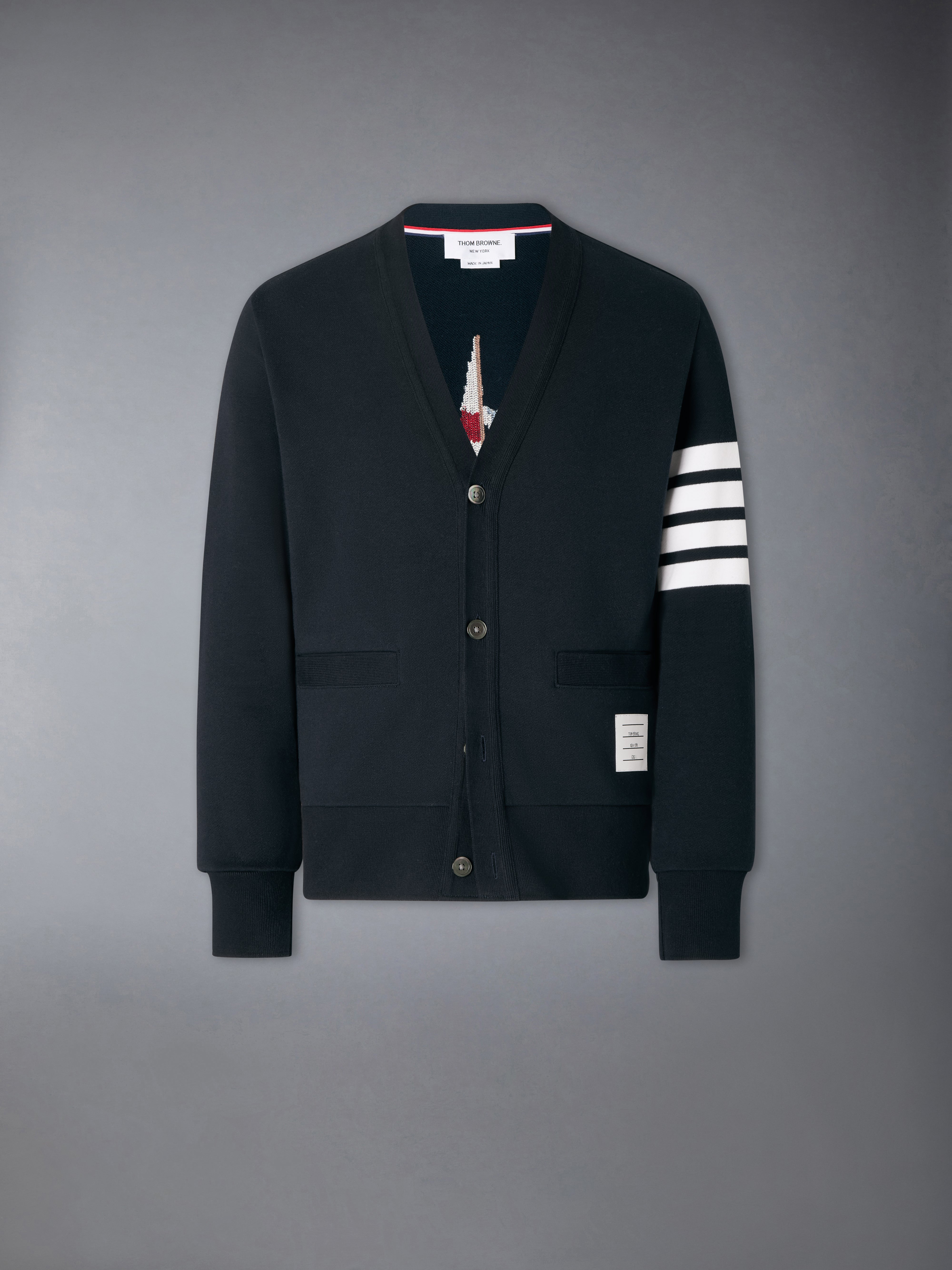 Loopback 4-Bar Boat Embroidery Cardigan | Thom Browne