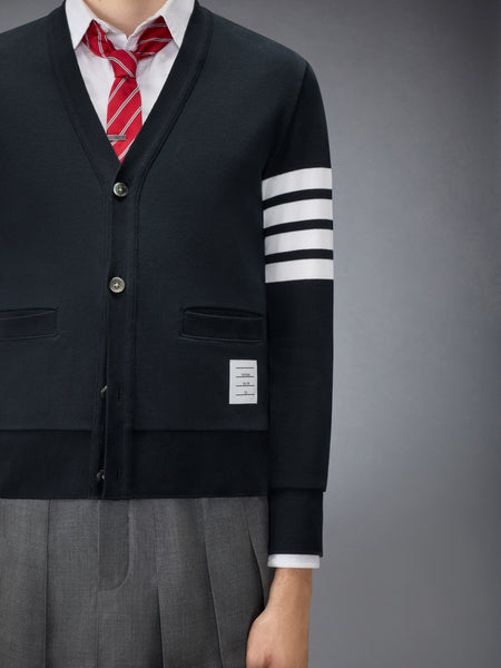 LOOPBACK 4-BAR BOAT EMBROIDERY CARDIGAN NAVY
