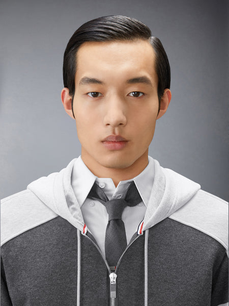 LOOPBACK 4-BAR COLORBLOCK ZIP UP HOODIE DARK GREY / PALE GREY