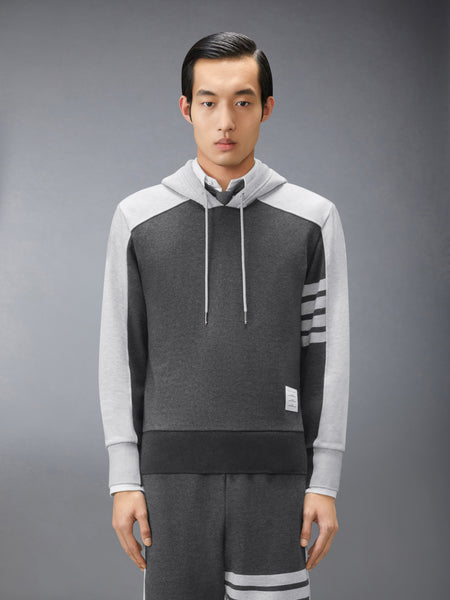 LOOPBACK 4-BAR COLORBLOCK HOODIE DARK GREY / PALE GREY