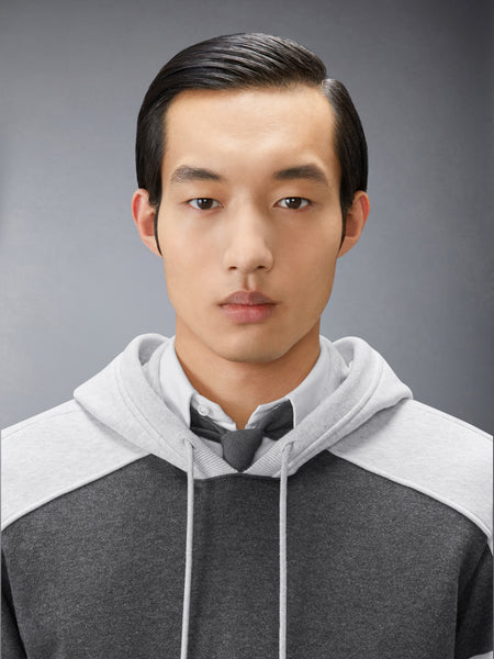 LOOPBACK 4-BAR COLORBLOCK HOODIE DARK GREY / PALE GREY