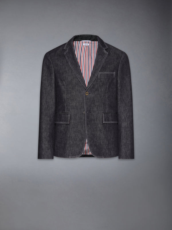 WASHED DENIM CONTRAST TOPSTITCHING UNCONSTRUCTED CLASSIC SPORT COAT - featured image
