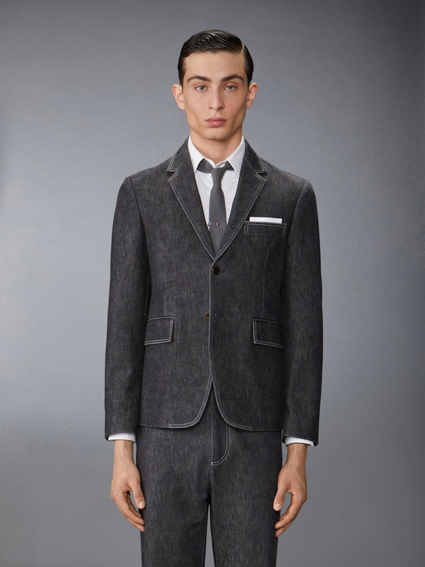 WASHED DENIM CONTRAST TOPSTITCHING UNCONSTRUCTED CLASSIC SPORT COAT - image 1
