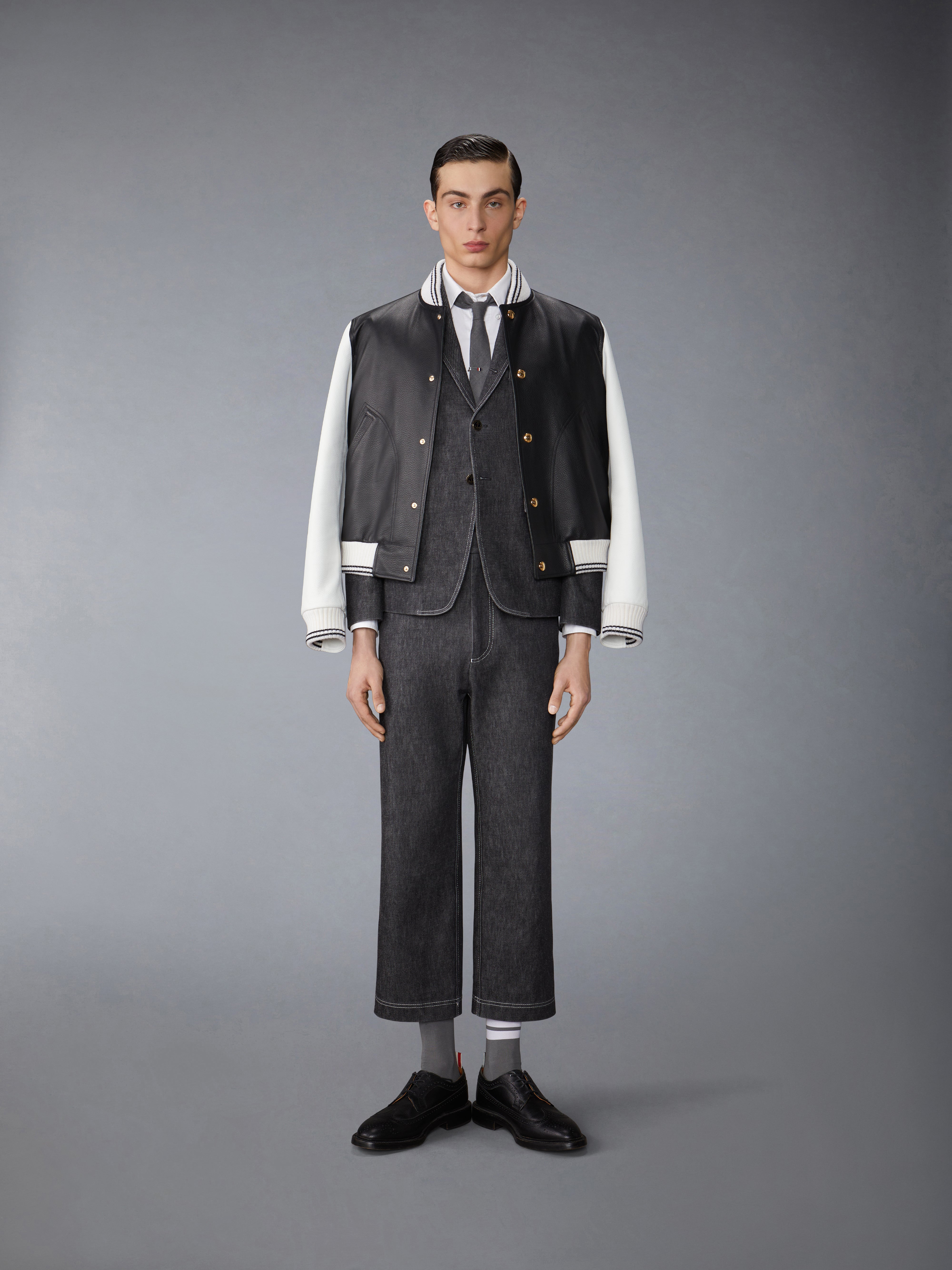Washed Denim Contrast Topstitching Unconstructed Classic