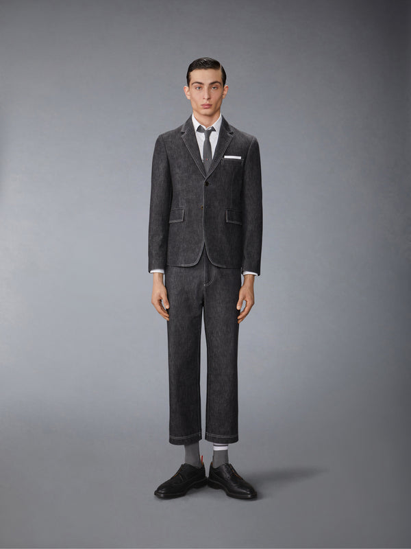 WASHED DENIM CONTRAST TOPSTITCHING UNCONSTRUCTED CLASSIC SPORT COAT - image 4