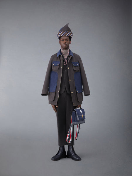 Corduroy Button up Cutaway Jacket DARK BROWN