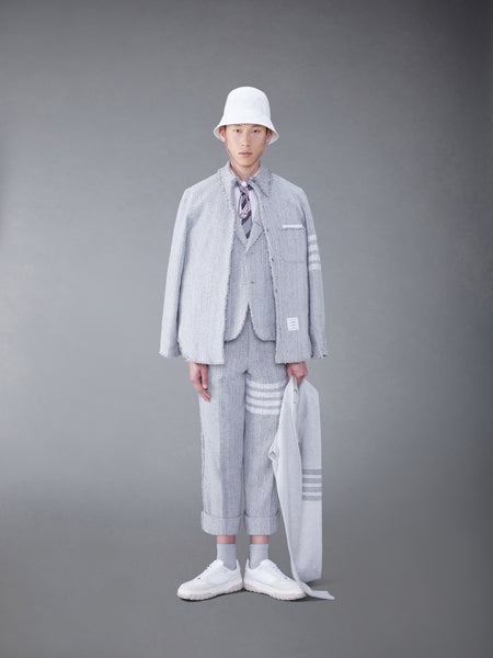 TWEED FRAY 4-BAR SACK JACKET MED GREY