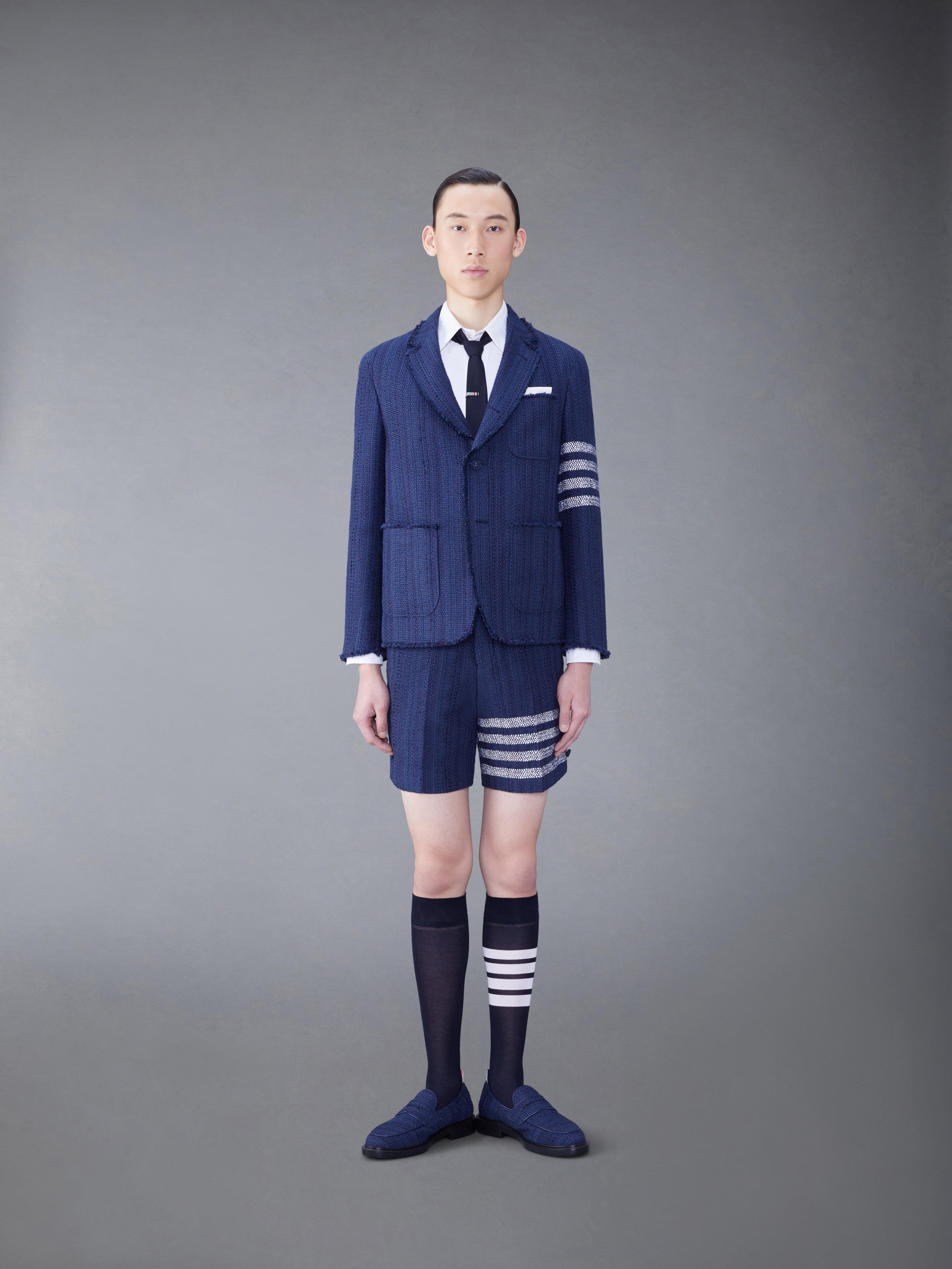 Tweed Fray 4 Bar Sack Jacket | Thom Browne
