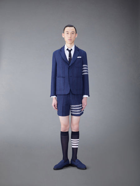 TWEED FRAY 4-BAR SACK JACKET NAVY