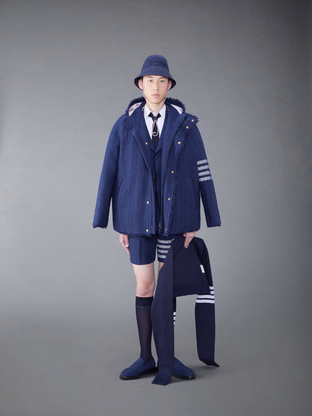 TWEED FRAY 4-BAR SACK JACKET NAVY