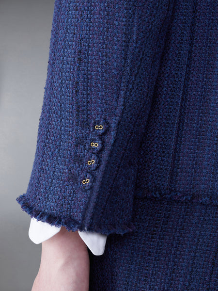 TWEED FRAY 4-BAR SACK JACKET NAVY
