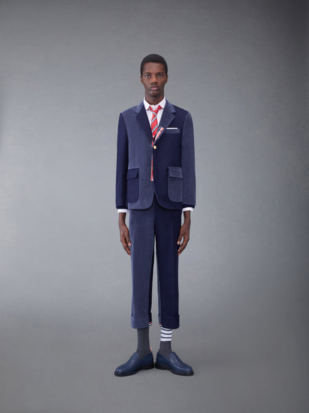 ファンミックス シェットランド ストライプ ストレートフィット スポーツコート ネイビー