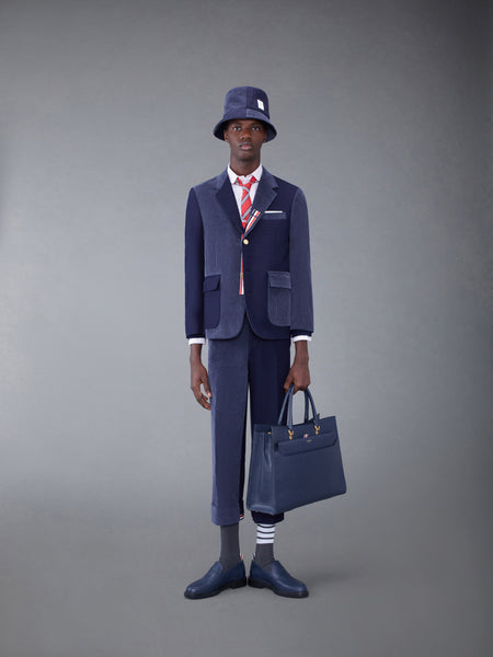 ファンミックス シェットランド ストライプ ストレートフィット スポーツコート ネイビー